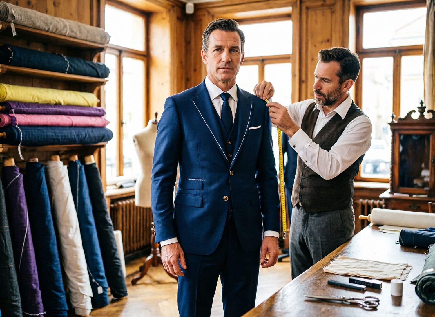 Ilustracja Modny mężczyzna w garniturze – klasyka szyta na miarę, która robi wrażenie (Moda i Styl - Amareldin.PL)